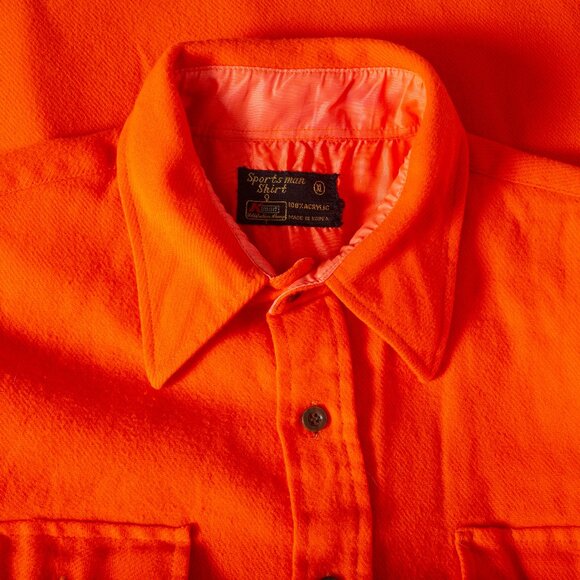 Vintage Kmart Sportsman Neon Orange Button Down Flannel Shirt - L/XL - Picture 5 of 9